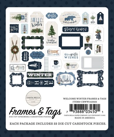 Carta Bella Welcome Winter Frames & Tags (CBWW142025) (OUTLET)