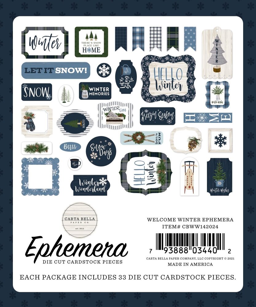 Carta Bella Welcome Winter Ephemera (CBWW142024) (OUTLET)