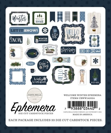 Carta Bella Welcome Winter Ephemera (CBWW142024) (OUTLET)