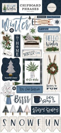 Carta Bella Welcome Winter Chipboard Phrases (CBWW142022) (OUTLET)