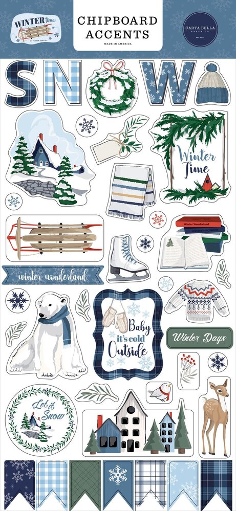 Carta Bella Wintertime Chipboard Accents (CBWT334021) (OUTLET)