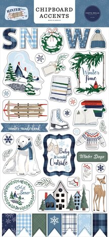 Carta Bella Wintertime Chipboard Accents (CBWT334021) (OUTLET)