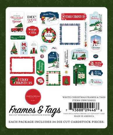 Carta Bella White Christmas Frames & Tags (CBWC156025) (OUTLET)