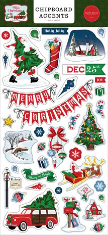 Carta Bella White Christmas Chipboard Accents (CBWC156021) (OUTLET)