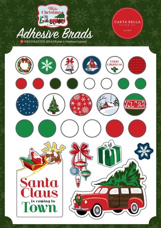 Carta Bella White Christmas Adhesive Brads (CBWC156020) (OUTLET)