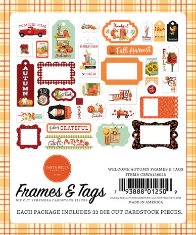 Carta Bella Welcome Autumn Frames & Tags (CBWA138025) (OUTLET)