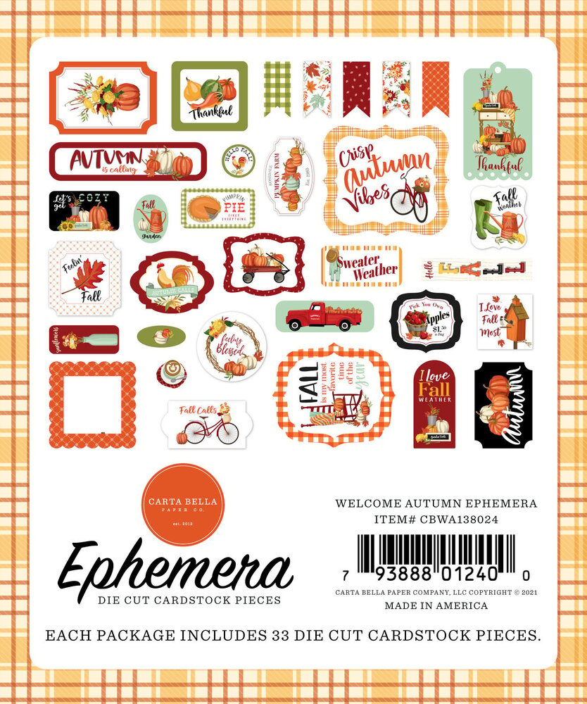Carta Bella Welcome Autumn Ephemera (CBWA138024) (OUTLET)