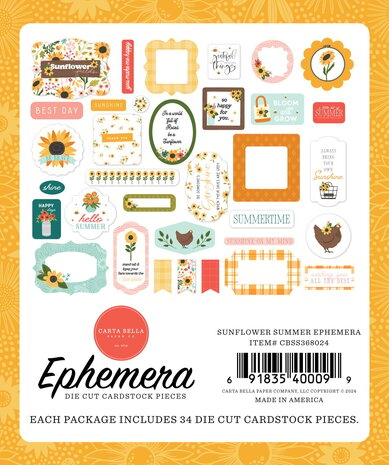 Carta Bella Sunflower Summer Ephemera (CBSS368024) (OUTLET)