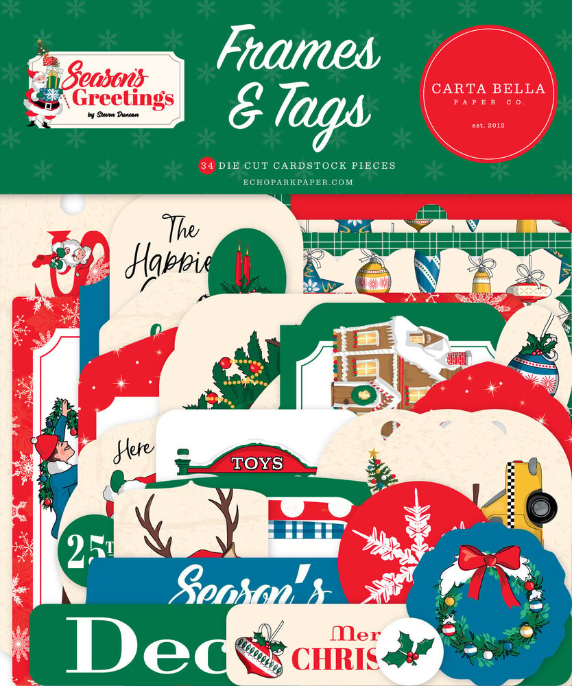 Carta Bella Season's Greetings Frames & Tags (CBSG329025) (OUTLET)