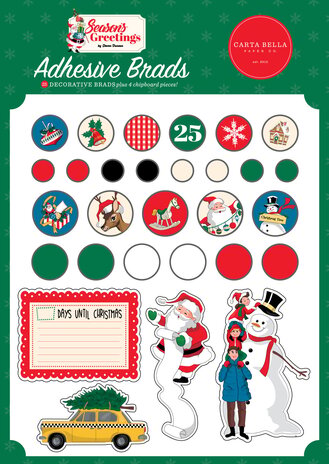 Carta Bella Season's Greetings Adhesive Brads (CBSG329020) (OUTLET)