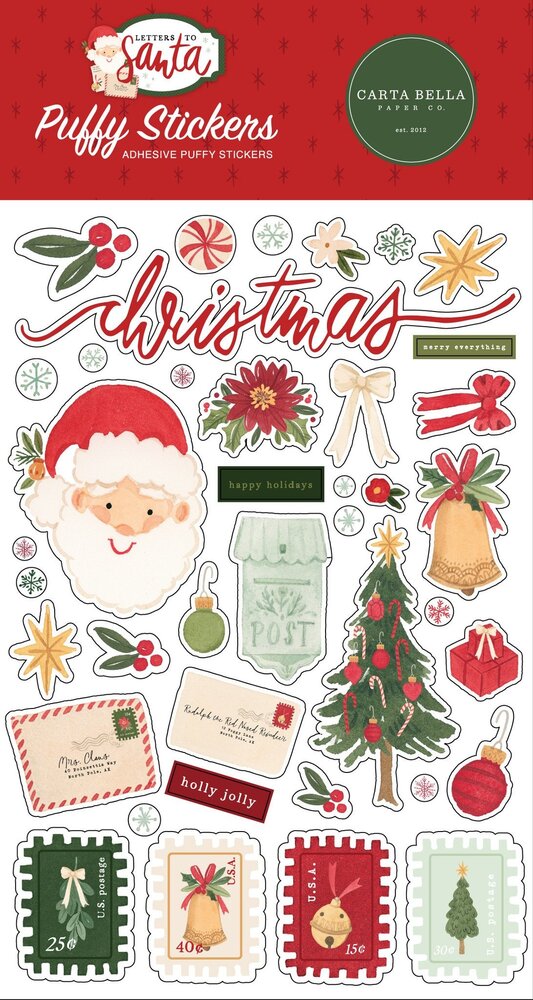 Carta Bella Letters To Santa Puffy Stickers (CBLS155066) (OUTLET)