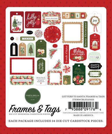 Carta Bella Letters To Santa Frames & Tags (CBLS155025) (OUTLET)