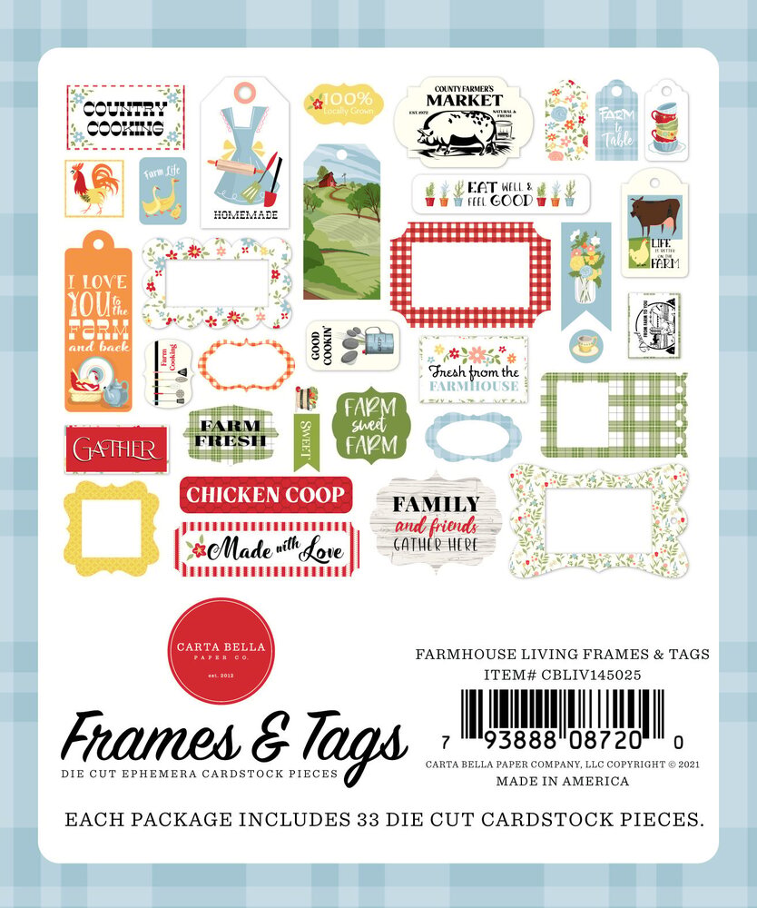 Carta Bella Farmhouse Living Frames & Tags (CBLIV145025) (OUTLET)