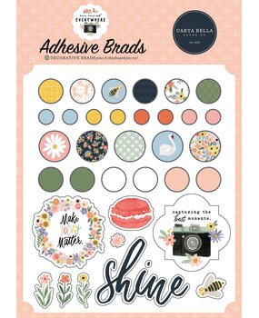 Carta Bella Here There And Everywhere Adhesive Brads (CBHTE308020) (OUTLET)