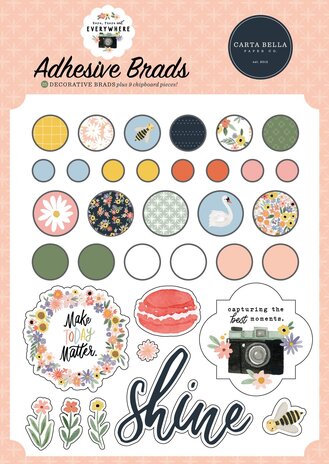 Carta Bella Here There And Everywhere Adhesive Brads (CBHTE308020) (OUTLET)