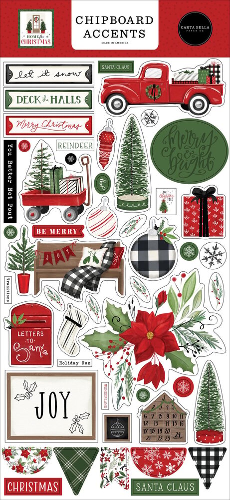 Carta Bella Home For Christmas Chipboard Accents (CBHFC139021) (OUTLET)