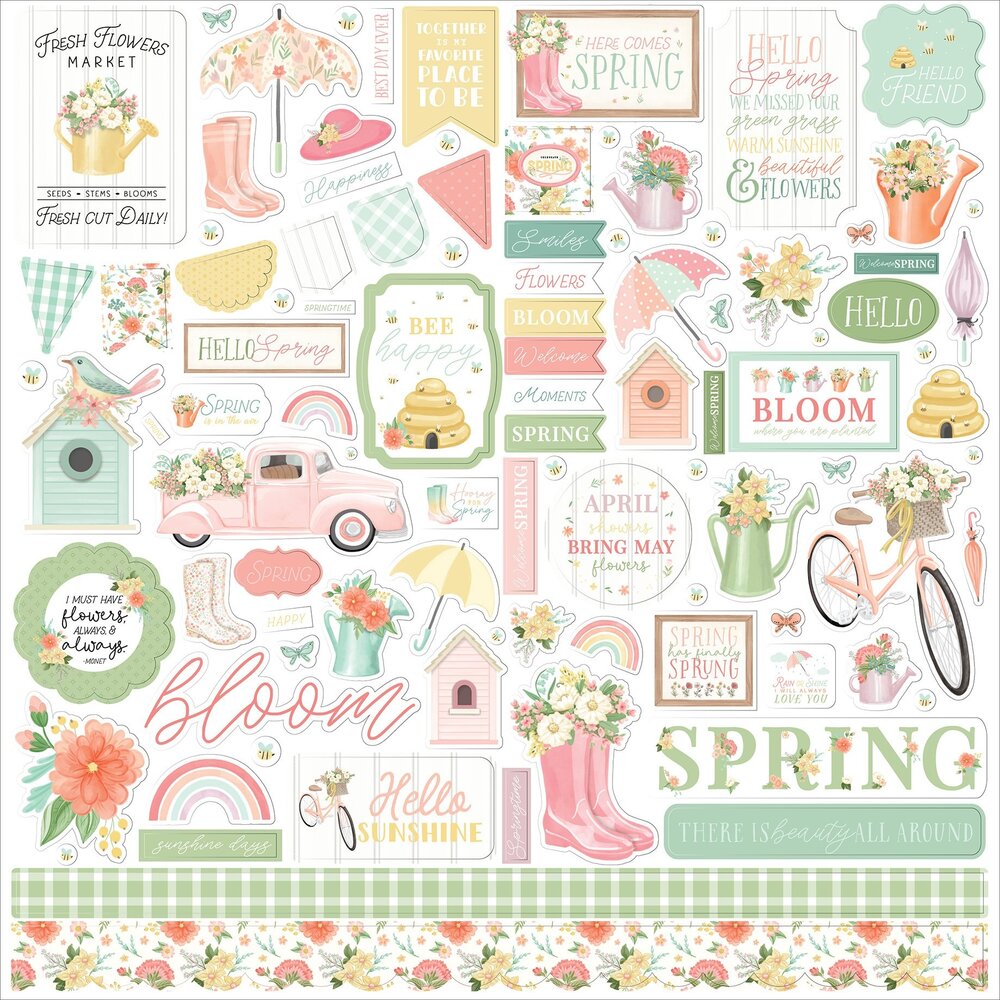 Carta Bella Here Comes Spring 12x12 Inch Element Sticker (CBHCS352014) (OUTLET)
