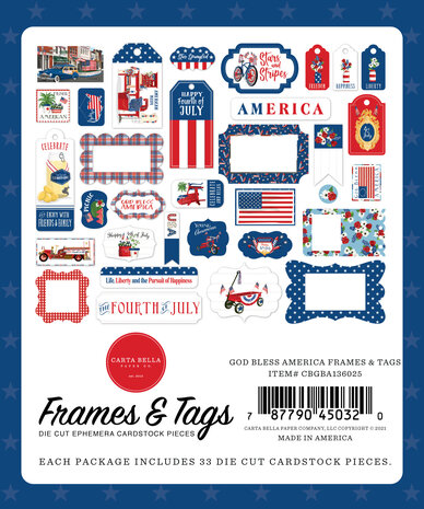 Carta Bella God Bless America Frames & Tags (CBGBA136025) (OUTLET)