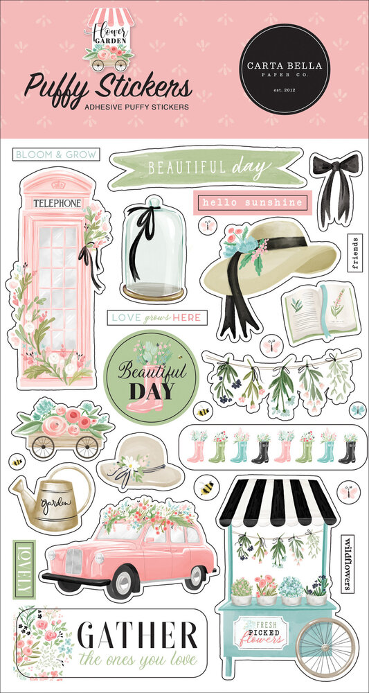 Carta Bella Flower Garden Puffy Stickers (CBGA130066) (OUTLET)