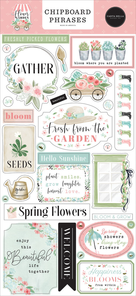 Carta Bella Flower Garden Chipboard Phrases (CBGA130022) (OUTLET)