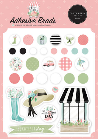 Carta Bella Flower Garden Adhesive Brads (CBGA130020) (OUTLET)