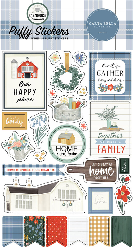 Carta Bella Farmhouse Summer Puffy Stickers (CBFAS150066) (OUTLET)