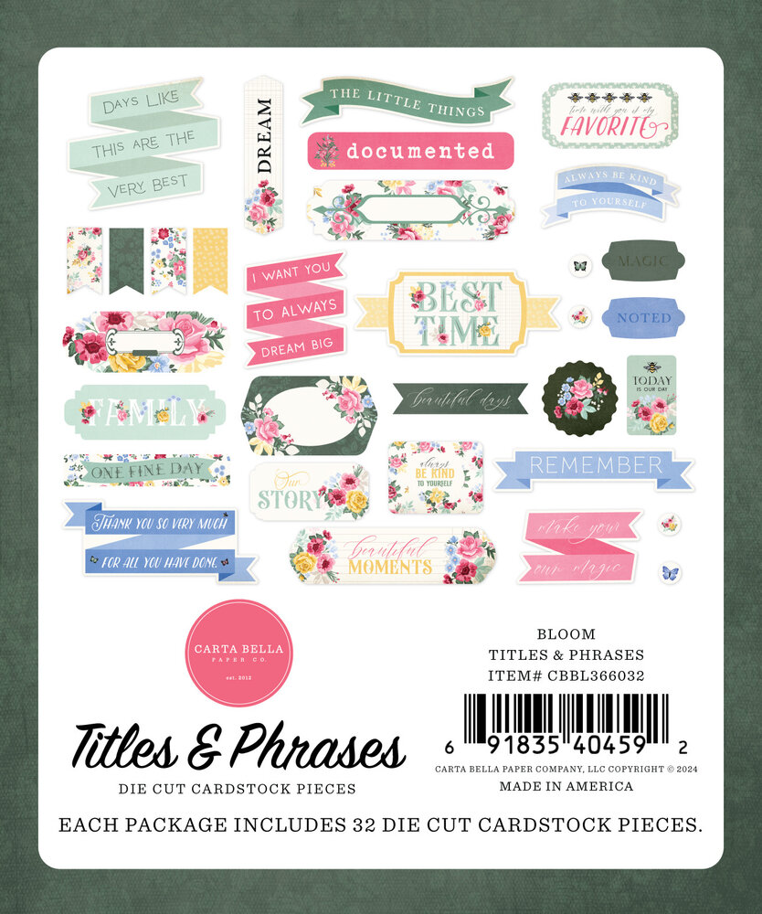 Carta Bella Bloom Titles & Phrases (CBBL366032) (OUTLET)