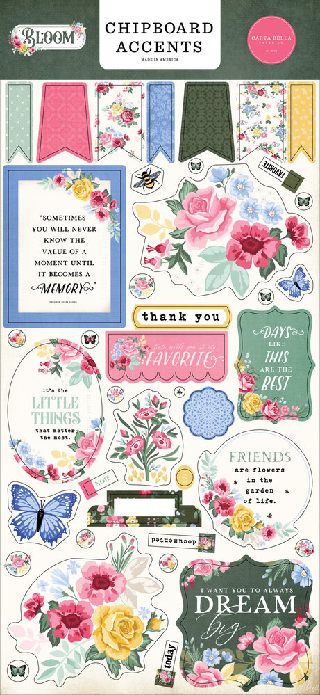 Carta Bella Bloom Chipboard Accents (CBBL366021) (OUTLET)
