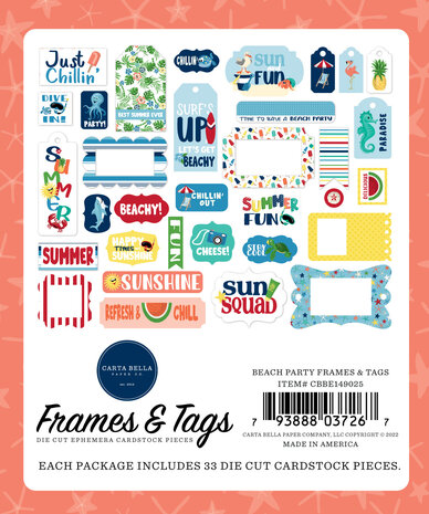 Carta Bella Beach Party Frames & Tags (CBBE149025) (OUTLET)