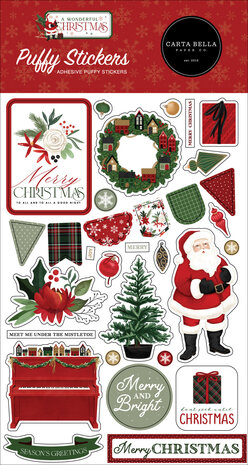 Carta Bella A Wonderful Christmas Puffy Stickers (CBAWC328066) (OUTLET)