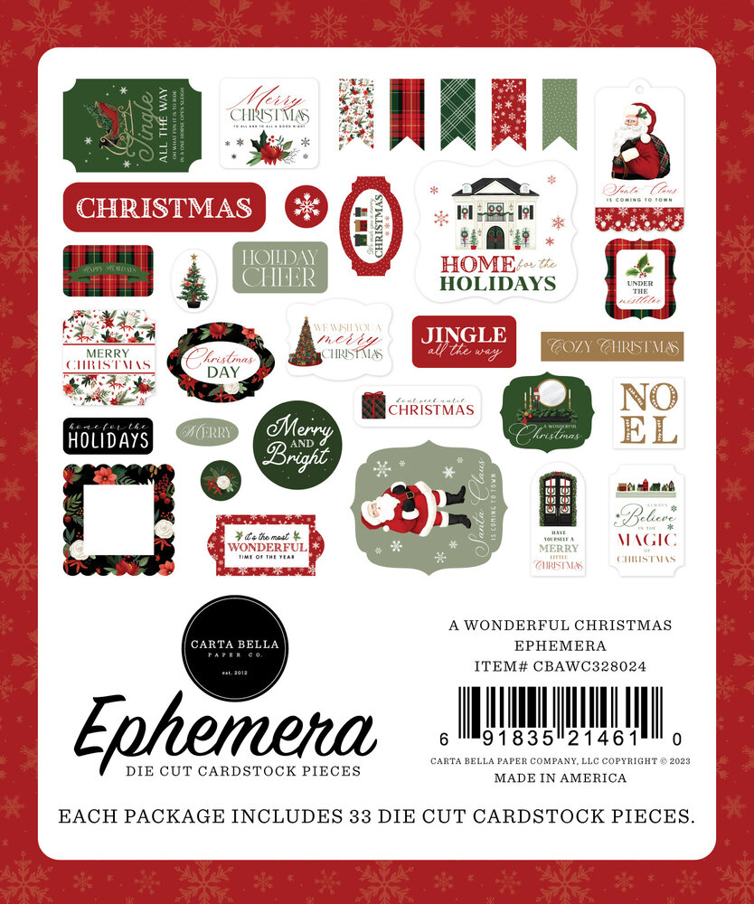 Carta Bella A Wonderful Christmas Ephemera (CBAWC328024) (OUTLET)