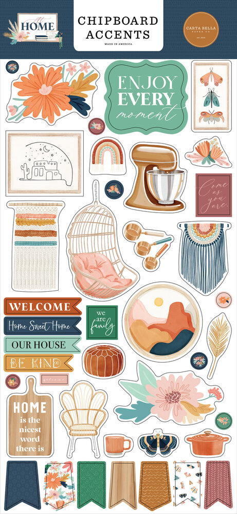 Carta Bella At Home Chipboard Accents (CBAH339021) (OUTLET)