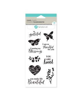 American Crafts Hampton Art Clear Stamps Butterflies and Sentiments (10pcs) (SC1036-HL) (OUTLET)