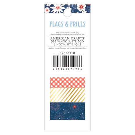 American Crafts Flags and Frills Washi Tape Spools (8pcs) (34030318) (OUTLET)