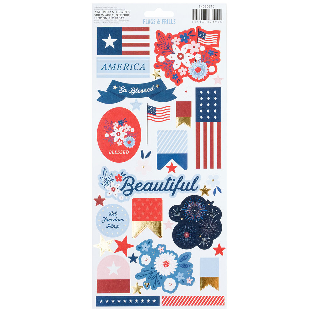 American Crafts Flags and Frills 6x12 Inch Stickers (34030315) (OUTLET)