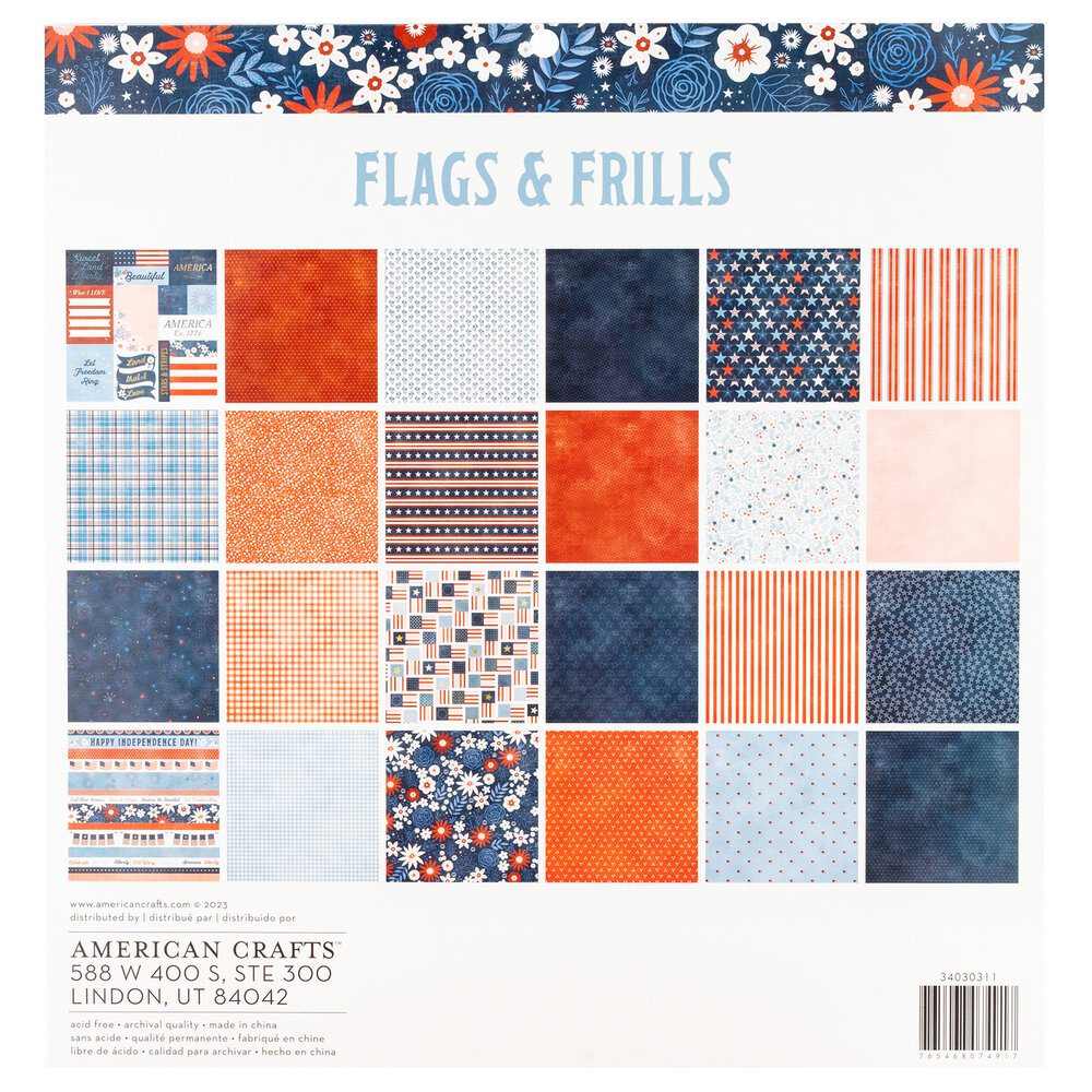 American Crafts Flags and Frills 12x12 Inch Paper Pad (34030311) (OUTLET)