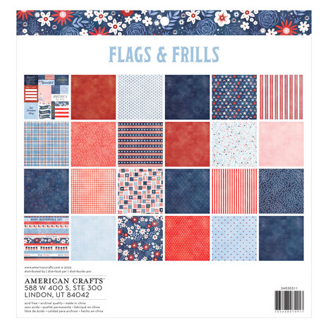 American Crafts Flags and Frills 12x12 Inch Paper Pad (34030311) (OUTLET)