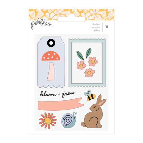 American Crafts Pebbles Sunny Bloom Clear Stamps (11pcs) (34030129) (OUTLET)