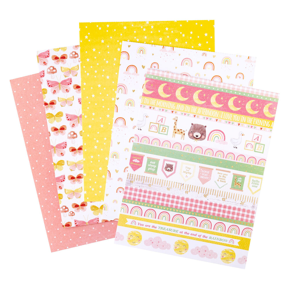 American Crafts Hello Little Girl 6x8 Inch Paper Pad Gold Foil (36 Sheets) (34030039) (OUTLET)