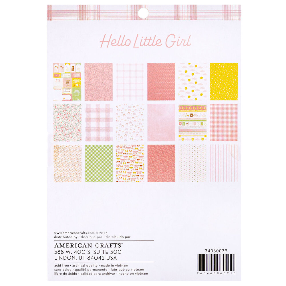 American Crafts Hello Little Girl 6x8 Inch Paper Pad Gold Foil (36 Sheets) (34030039) (OUTLET)