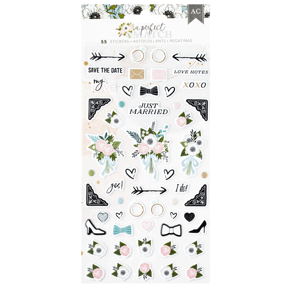 American Crafts A Perfect Match Stickers Puffy Icons (55pcs) (34025963) (OUTLET)