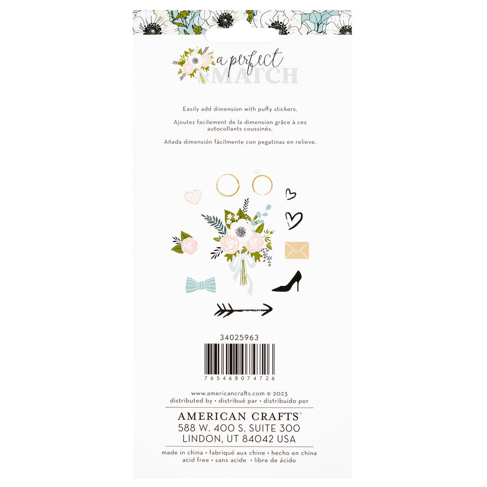 American Crafts A Perfect Match Stickers Puffy Icons (55pcs) (34025963) (OUTLET)