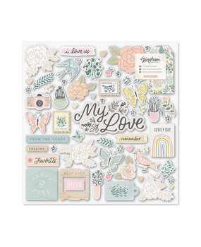 American Crafts Crate Paper Gingham Garden 12x12 Inch Chipboard Stickers (60pcs) (34014012) (OUTLET)