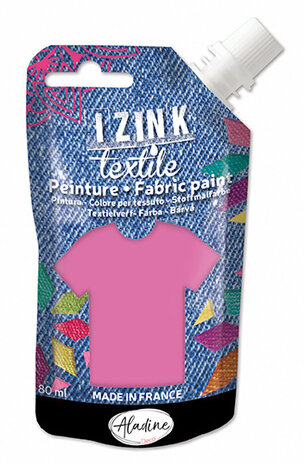 Aladine Izink Textile Rose Pale Mousseline Fabric Paint (80ml) (80737) (OUTLET)