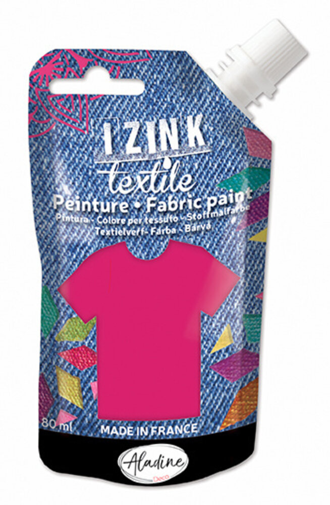 Aladine Izink Textile Fuchsia Madras Fabric Paint (80ml) (80723) (OUTLET)