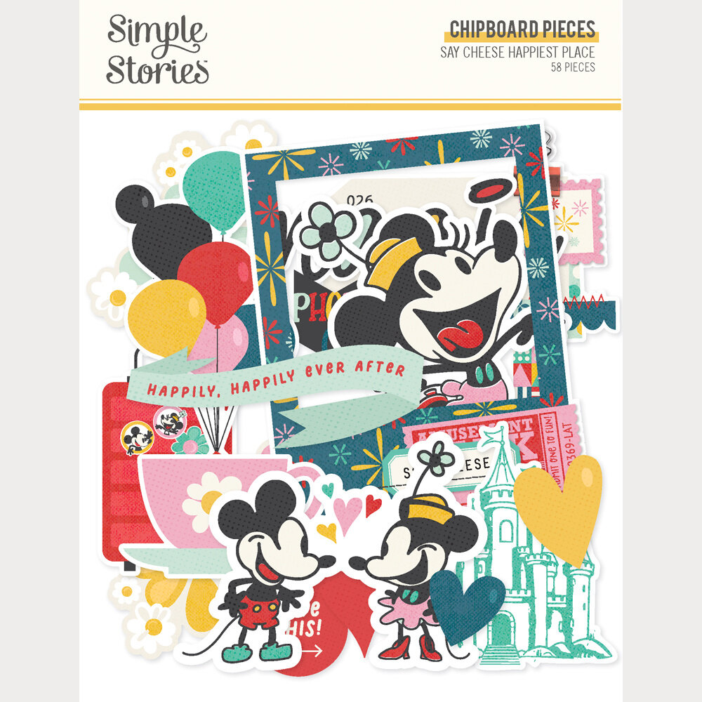 Simple Stories Say Cheese Happiest Place Chipboard Pieces (26226)