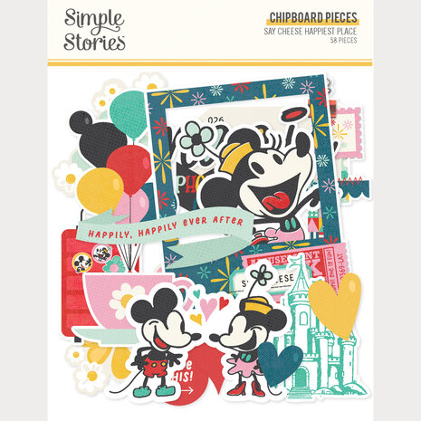 Simple Stories Say Cheese Happiest Place Chipboard Pieces (26226)