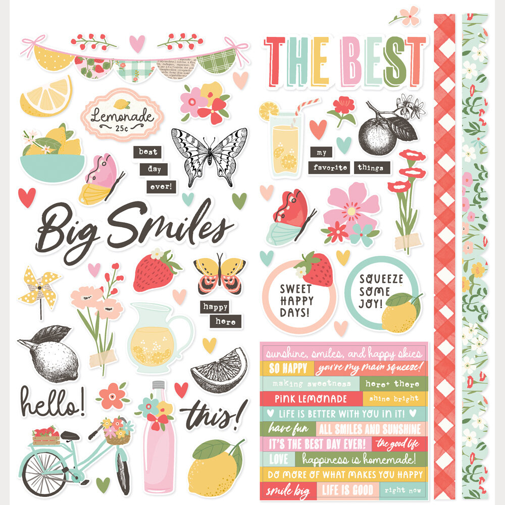 Simple Stories Pink Lemonade Cardstock Stickers Icons (26302) Simple Stories Pink Lemonade Cardstock Stickers Icons (26302)