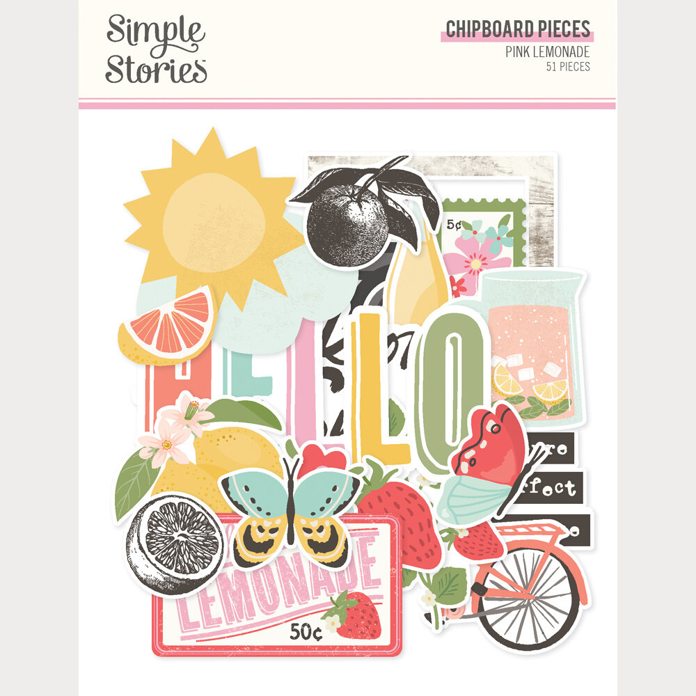 Simple Stories PRE-ORDER Pink Lemonade Chipboard Pieces (26318) Simple Stories PRE-ORDER Pink Lemonade Chipboard Pieces (26318)