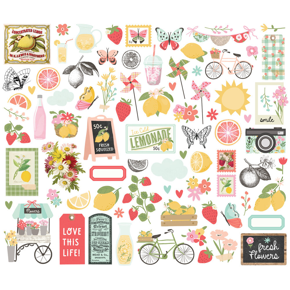 Simple Stories PRE-ORDER Pink Lemonade Bits & Pieces (26319)